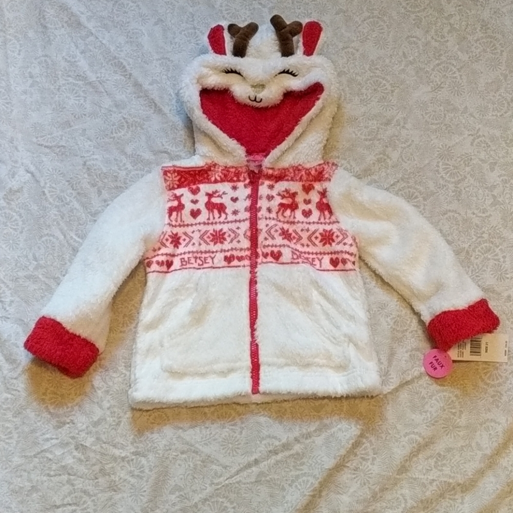 Betsey Johnson Reindeer Fair Aisle Fleece Hoodie